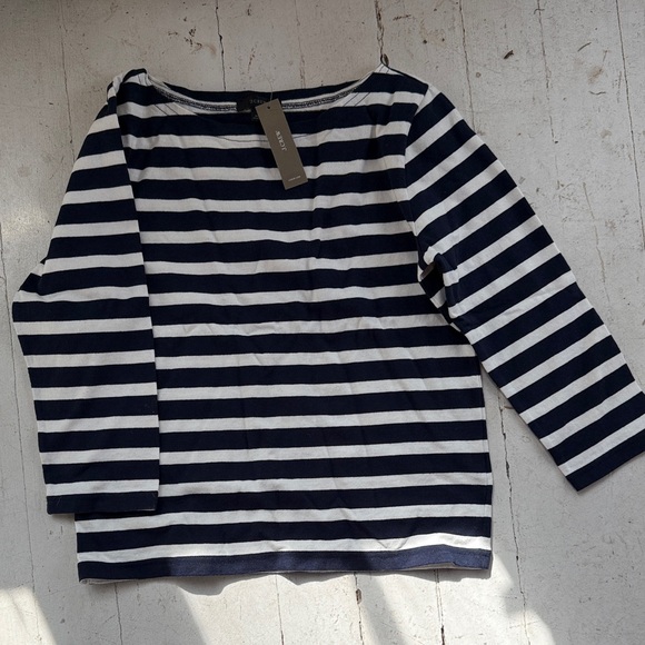J. Crew Tops - Navy and White Striped Boatneck Top